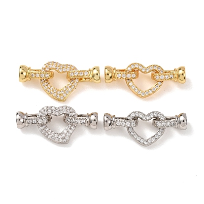 Латунное микропейв, прозрачный кубический цирконий, складные застежки, без кадмия и без свинца, стойки покрытие, долговечный, полые сердца