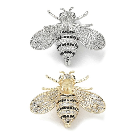 Броши из латуни с кубическим цирконием в виде пчелы