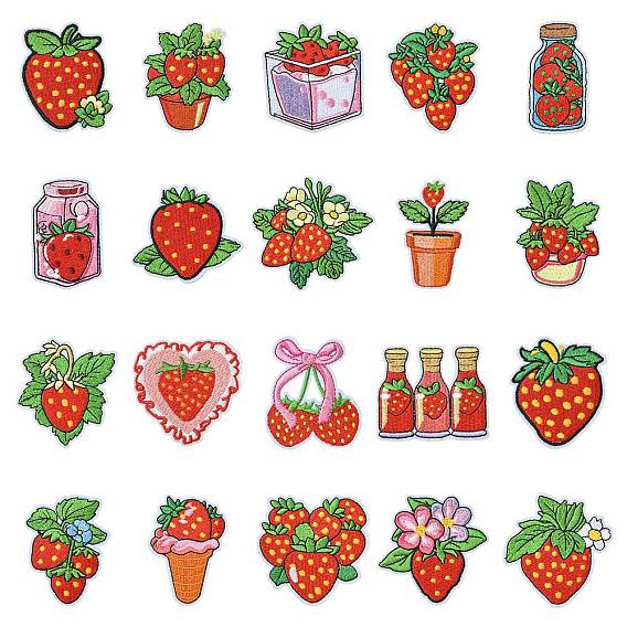 21 шт. 21 стили полиэфирные нитки и нетканый материал термоприклеиваемые заплатки, термоклей, аксессуары для костюма, аппликация, клубника