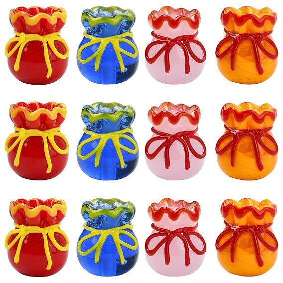 12pcs 4 Farben imitierte Jadeglasperlen, Fukubukuro