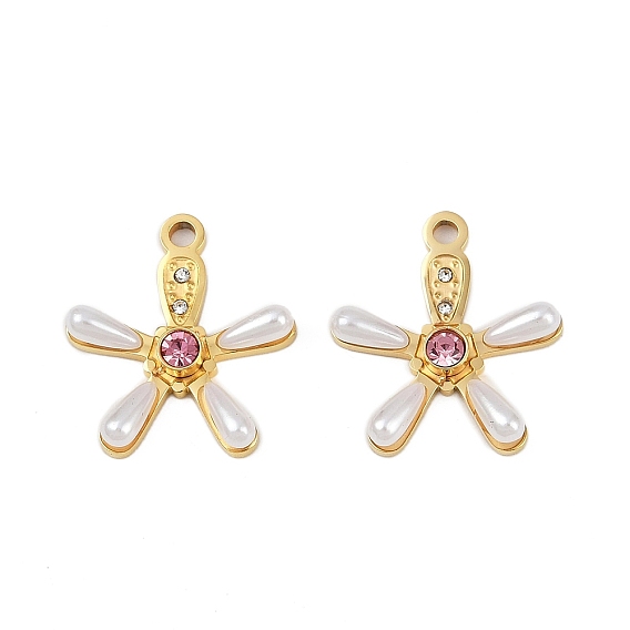 304 из нержавеющей стали горный хрусталь подвески, с пластмассовой жемчужиной abs, ионное покрытие (ip), 