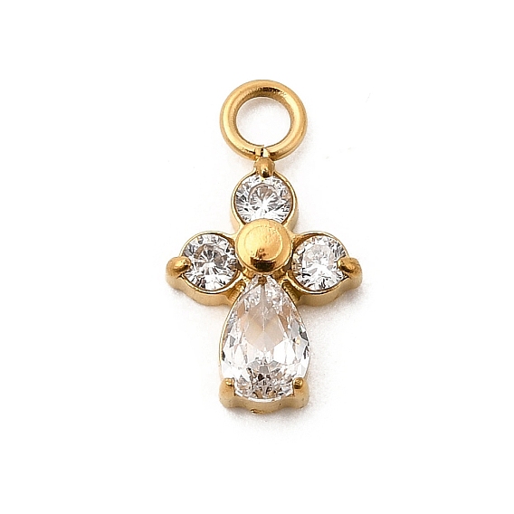 304 микро нержавеющей стали прокладывать Цирконом подвески, крест прелести, ионное покрытие (ip), ручная полировка