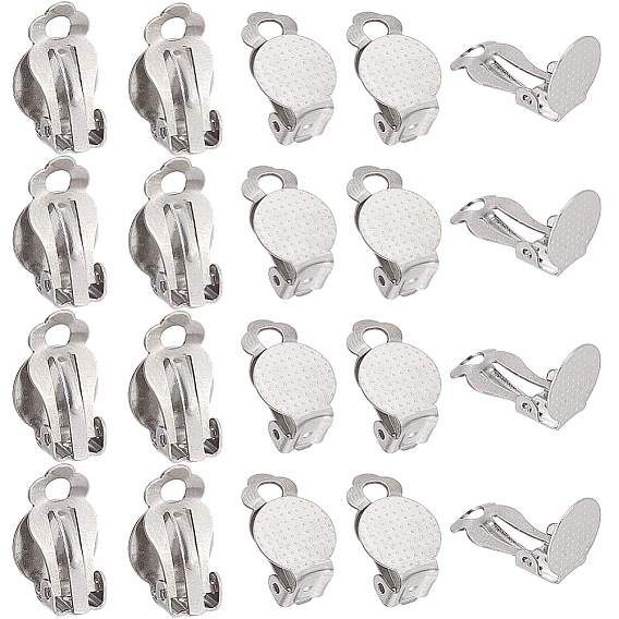 80шт. 304 фурнитура для сережек-клипс из нержавеющей стали, плоские круглые серьги