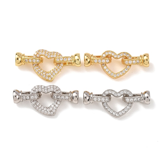 Латунное микропейв, прозрачный кубический цирконий, складные застежки, без кадмия и без свинца, стойки покрытие, долговечный, полые сердца
