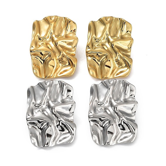 Ионное покрытие (IP) 304 прямоугольные ушные серьги из нержавеющей стали с текстурой для женщин