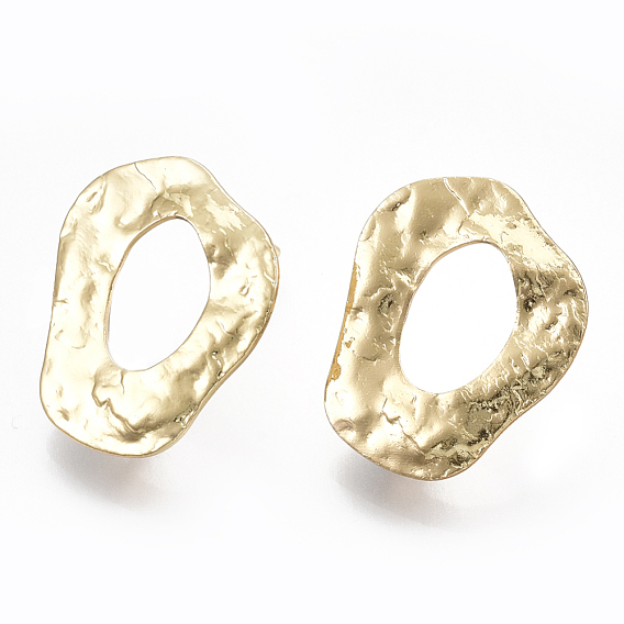 Brass Stud Earring Findings, with Loop, Real 18K Gold Plated