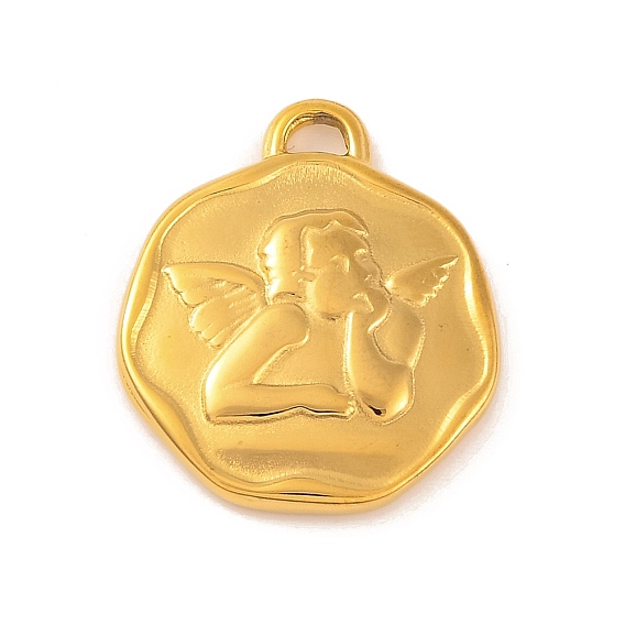 Ионное покрытие (ip) 304 подвески из нержавеющей стали, плоский круглый с ангельскими подвесками