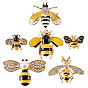 6 pièces 6 styles abeilles épingles en émail, Broches en alliage, cristal et strass pour vêtements de sac à dos