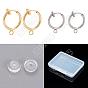 12Pcs 2 Color 316 Surgical Stainless Steel Clip-on Hoop Earrings, with Brass Spring Findings and Loop, For Non-pierced Ears, , with 12Pcs Comfort Silicone Pads