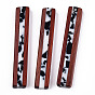 Opaque Resin & Wood Pendants, Two-Tone, Rectangle Charm, Black