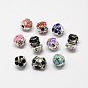 Сплав эмали европейские застежками, цветочные большое отверстие бусы, 11x12 мм, отверстие : 3 мм