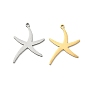 201 colgantes de acero inoxidable, encantos de estrellas de mar, Corte con laser