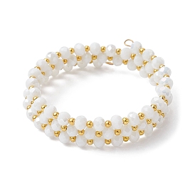 Bracelet de style wrap perlé rondelle de verre, bracelet triple couche