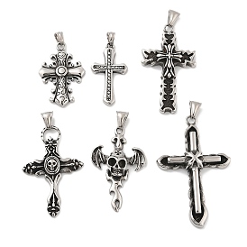 304 Stainless Steel Big Pendants, Cross Charm