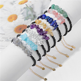 Bracelet de perles en pierre naturelle avec fermoir mousqueton, bijoux réglables et colorés pour femme