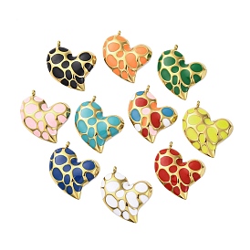 304 подвески из нержавеющей стали, с эмалью, шарма сердца, золотые