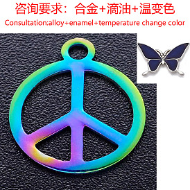 Pendentif en alliage , avec l'émail, changement de couleur de température, charme signe de paix