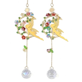 Atrapasoles de hadas lunares de acero inoxidable, Adorno colgante de prisma de cristal para crear arcoíris con cuentas de flores acrílicas, para decoración de ventanas y del hogar