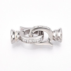 925 Складчатые застежки из стерлингового серебра с микропаве из прозрачного кубического циркония, с печатью s925