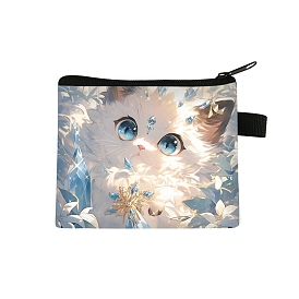 Polyester Wallets, Rectangle with Cat Pattern Makeup Bags