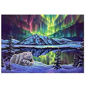 Набор для алмазной живописи «медведь, полярное сияние и горы» своими руками, включая сумку со стразами из смолы, алмазная липкая ручка, поднос тарелка и клей глина