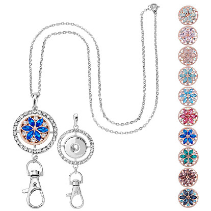 10 шт. 10 цветные кнопки со стразами из сплава, сердце, с 2шт. брелоки из сплава, 2 шт. 304 Мужские и женские ожерелья из нержавеющей стали