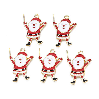 Crémaillère placage pendentifs en émail d'alliage, sans cadmium et sans nickel et sans plomb, or et de lumière, père noël/père noël