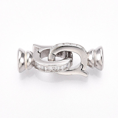 925 Складчатые застежки из стерлингового серебра с микропаве из прозрачного кубического циркония, с печатью s925