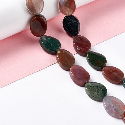 Natural Indian Agate Beads Strands, Twist Oval