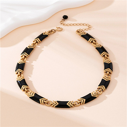Ожерелья из сплава и акрила со звеньями цепи для женщин, чёрные