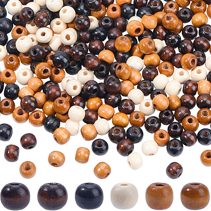 300шт 6 цвета окрашенные бусины из натурального дерева, круглые