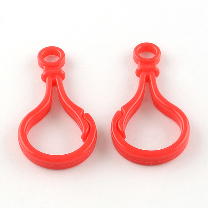 Opaque Solid Color Bulb Shaped Plastic Push Gate Snap Keychain Clasp Findings, 51x25x5.5mm, Hole: 6mm