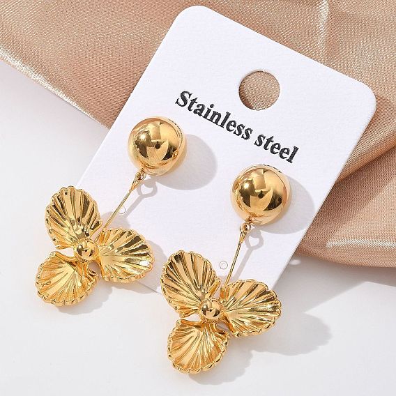304 из нержавеющей стали серьги, цветок