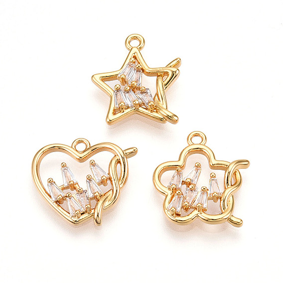 Латунные микро проложить кубического циркония подвески, долговечный, без никеля , реальный 18 k позолоченный