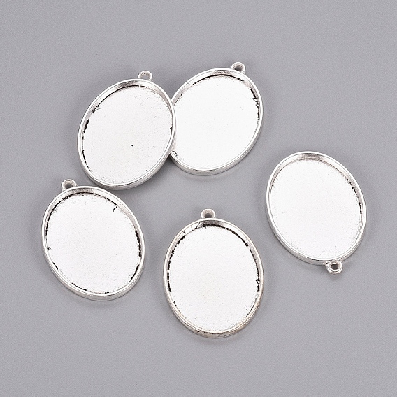 Сеттинги для кулона(кабошонов), сплав, чашки безель с краями, без кадмия и без свинца, овальные, лоток : 40x30 мм, 48x34x3.5 мм, отверстие : 3 мм