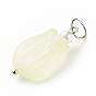 Flower Transparent Acrylic Pendants, Frosted, with ABS Plastic Imitation Pearl and Iron Findings