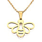 201 Stainless Steel Pendants Necklaces, with Cable Chains and Lobster Claw Clasps, Bee