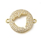 Стойка покрытие латунь микропаве прозрачный кубический цирконий полые соединительные подвески, плоские круглые ссылки, долговечный, без кадмия и без свинца