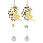 Stainless Steel Moon Fairy Suncatchers, Glass Rainbow Maker Prism Hanging Ornament with Acrylic Flower Beads, for Window & Home Decor