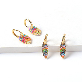 Colorful Bohemian Leaf Earrings - Exaggerated Fashion, Versatile, Forest Style, Ear Decor.