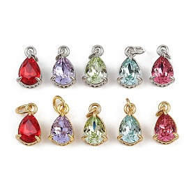 Кулон из циркония, слезинки, со стеклом и прыжковым кольцом, стойки покрытие, настоящий 18k позолоченный/платиновый, без свинца и без кадмия, долговечный