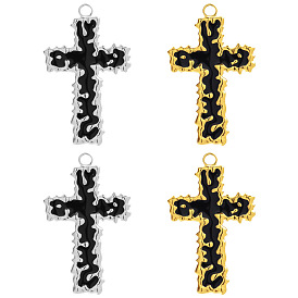 304 Stainless Steel Enamel Pendants, Cross Charm