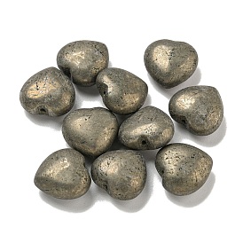 Natural Pyrite Beads, Half Drilled, Heart