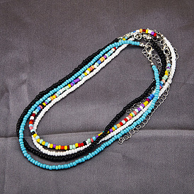Bohemian Colorful Beaded Choker Necklace Handmade for Women
