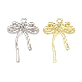 Colgantes de aleación y cristales con pedrería, encantos del bowknot, chapado en rack