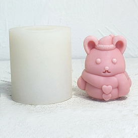 3D Heart Bear with Scarf Food Grade Silicone Candle Molds, Aromatherapy Candle Moulds, Scented Candle Making Molds