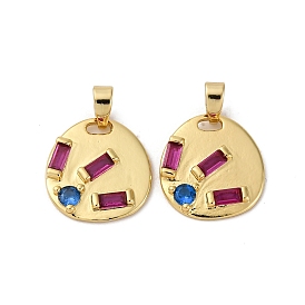 Латунные микро проложить кубического циркония подвески, плоско-круглые, долговечный, без кадмия и без свинца, стойки покрытие