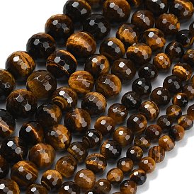 Природных тигровый глаз бисер нитей, граненые, круглые