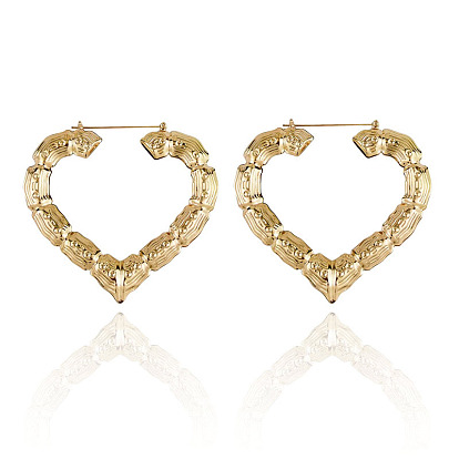 Bold Oversized Bamboo Hoop Earrings in Gold for Street Dance and Nightclub Wear