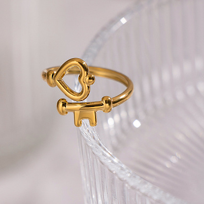 304 открытые кольца манжеты из нержавеющей стали, сердце с ключом